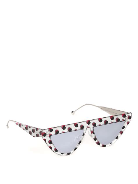 Fendi Defender Polka Dot Sunglasses In Silver 